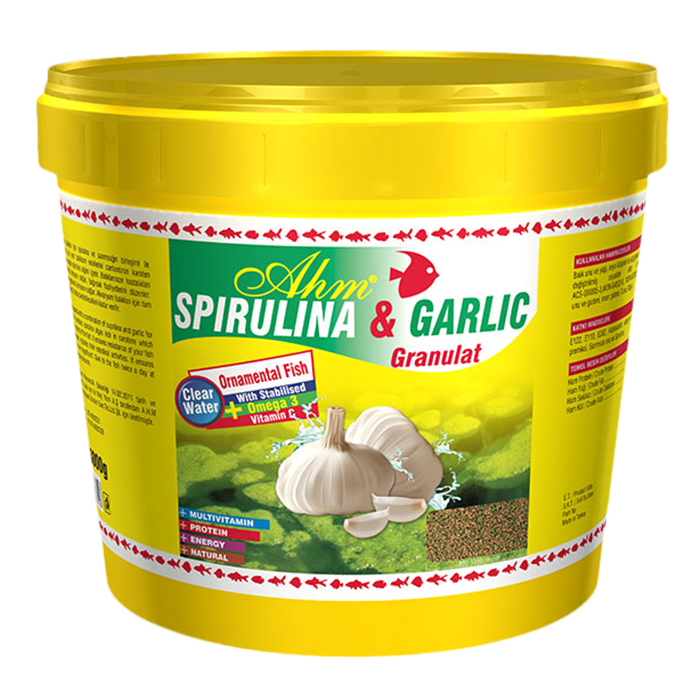 696-31752_870e6dbb6aca27549d94f0834bb04aec Ahm Spirulina Garlic Granulat 3kg Kova - Görsel 1