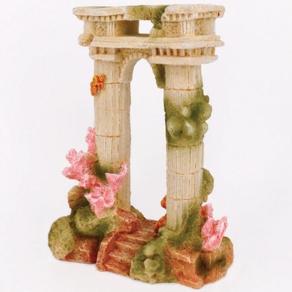 Çiçek Detaylı Antik 2li Sütun 14x8x19.5 cm